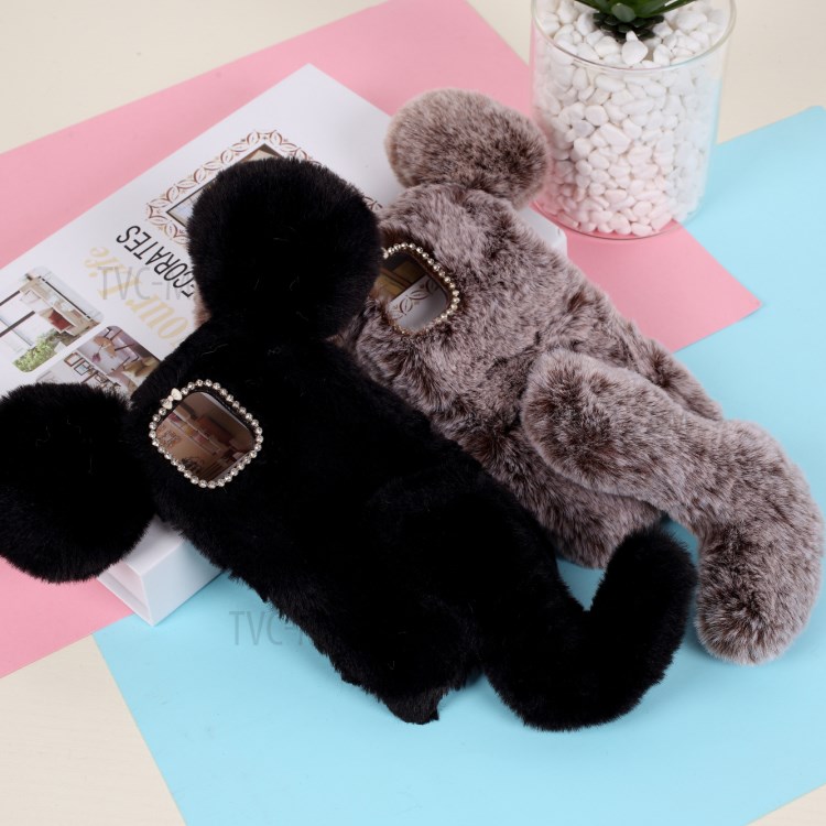 Mouse Shaped Fur Coated TPU Shell for iPhone 12 Max 6.1 inch - Black-5
