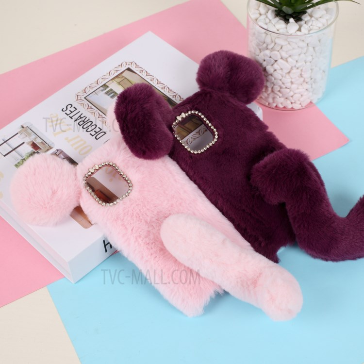 Mouse Shaped Fur Coated TPU Shell for iPhone 12 Max 6.1 inch - Wine Red-5