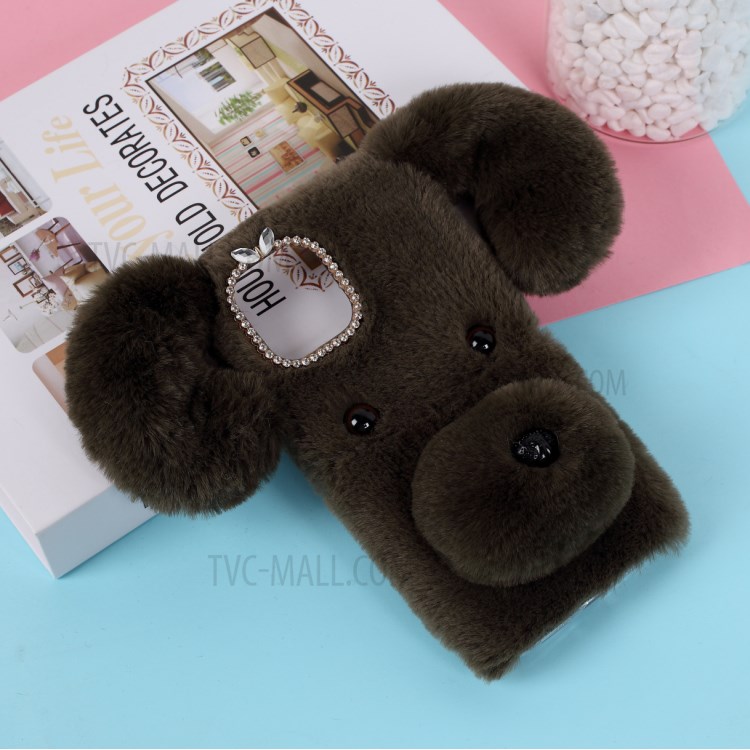 Bear Pattern Fluffy Fur Coated TPU Cell Phone Case for Apple iPhone 12 Pro Max 6.7 inch - Green-1