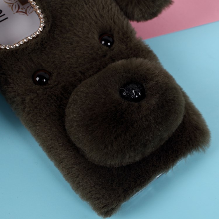 Bear Pattern Fluffy Fur Coated TPU Cell Phone Case for Apple iPhone 12 Pro Max 6.7 inch - Green-3