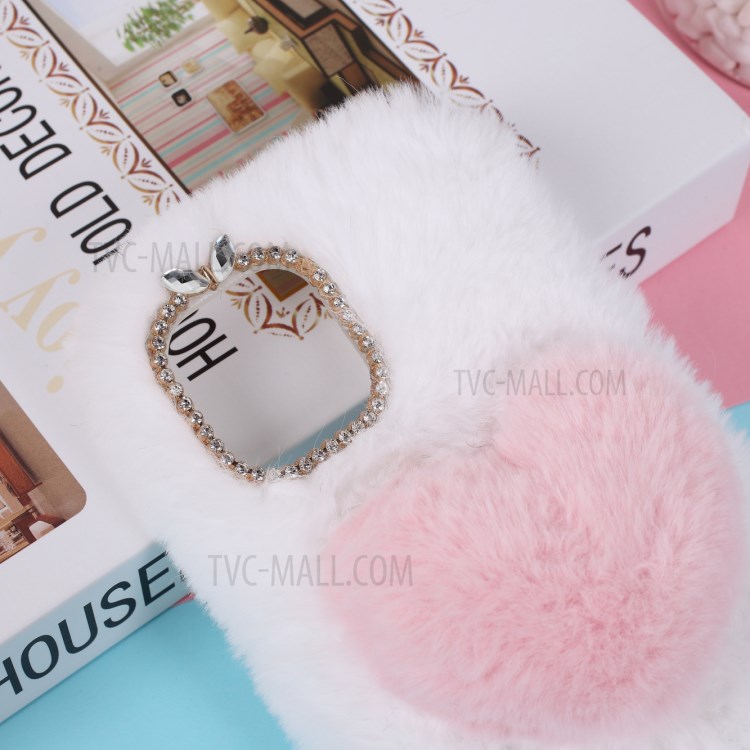 Heart Decor Soft Fur Coated TPU Phone Case Shell for iPhone 12 Pro Max 6.7-inch - White-2