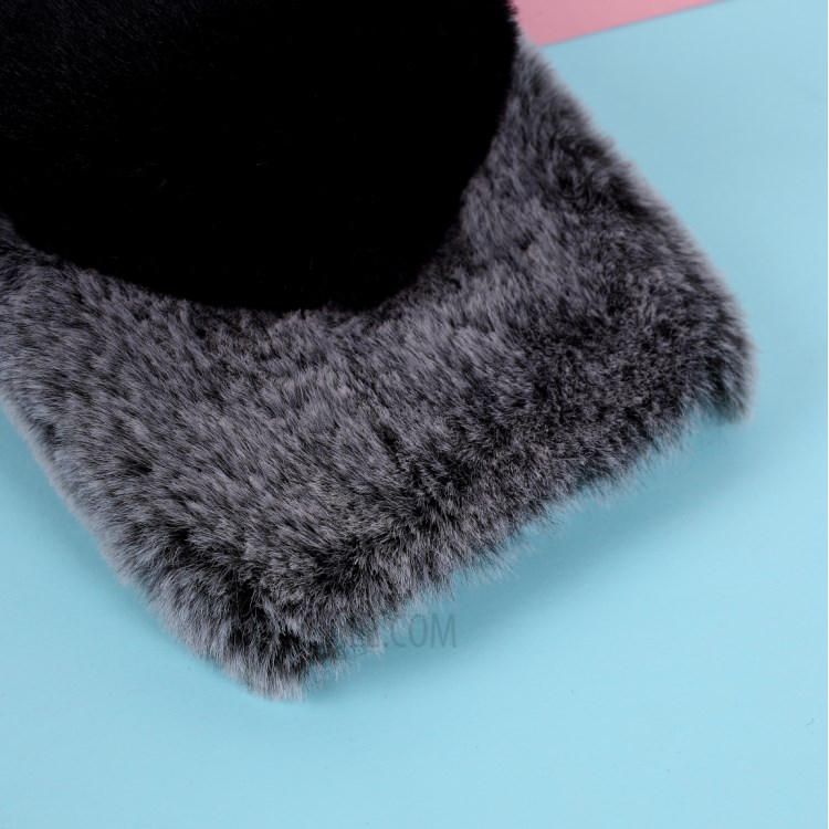 Heart Decor Soft Fur Coated TPU Phone Case Shell for iPhone 12 Pro 6.1-inch - Grey-3