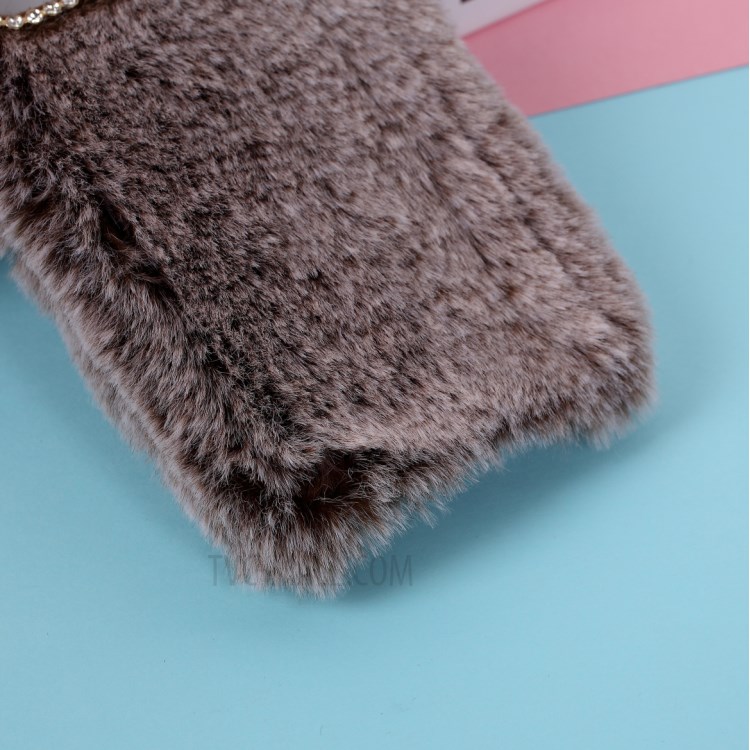 Soft Fur Coated TPU Phone Case Shell for iPhone 12 Pro Max 6.7-inch - Brown-3