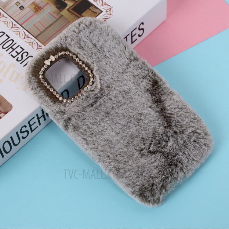 Soft Fur Coated TPU Phone Case Shell for iPhone 12 Pro 6.1-inch - Grey-1