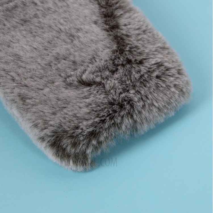 Soft Fur Coated TPU Phone Case Shell for iPhone 12 Pro 6.1-inch - Grey-3