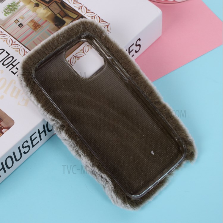Soft Fur Coated TPU Phone Case Shell for iPhone 12 Pro 6.1-inch - Grey-4