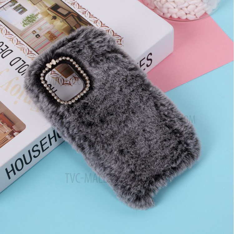 Soft Fur Coated TPU Phone Case for iPhone 12 Max 6.1 inch - Black-1