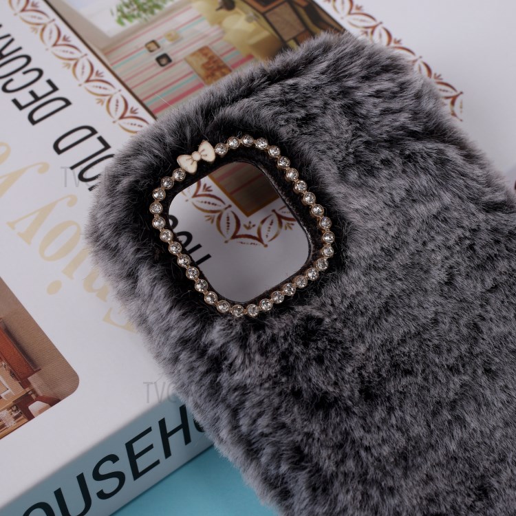 Soft Fur Coated TPU Phone Case for iPhone 12 Max 6.1 inch - Black-2