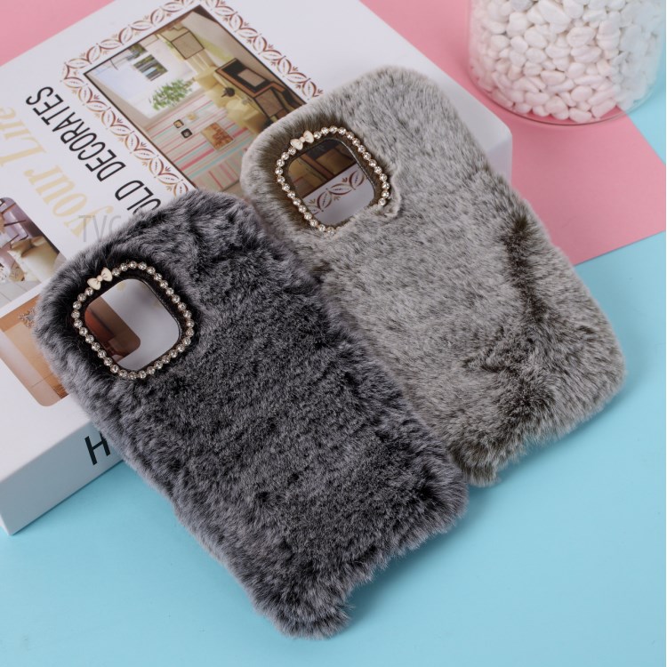 Soft Fur Coated TPU Phone Case for iPhone 12 Max 6.1 inch - Black-5