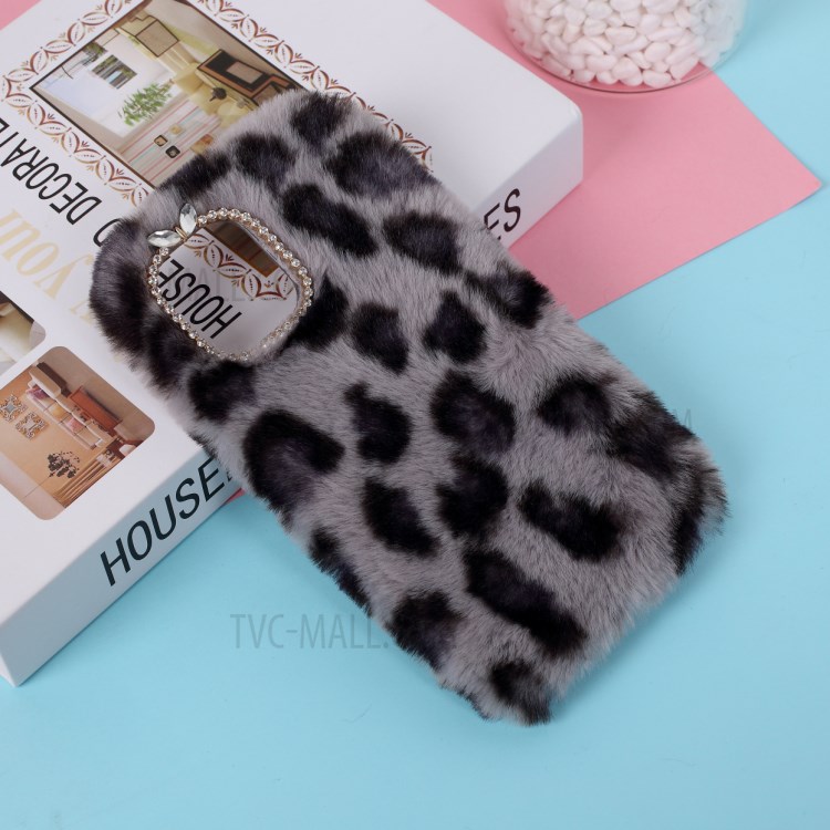 Leopard Style Soft Fur Coated TPU Case for iPhone 12 Pro Max 6.7 inch - Black-1