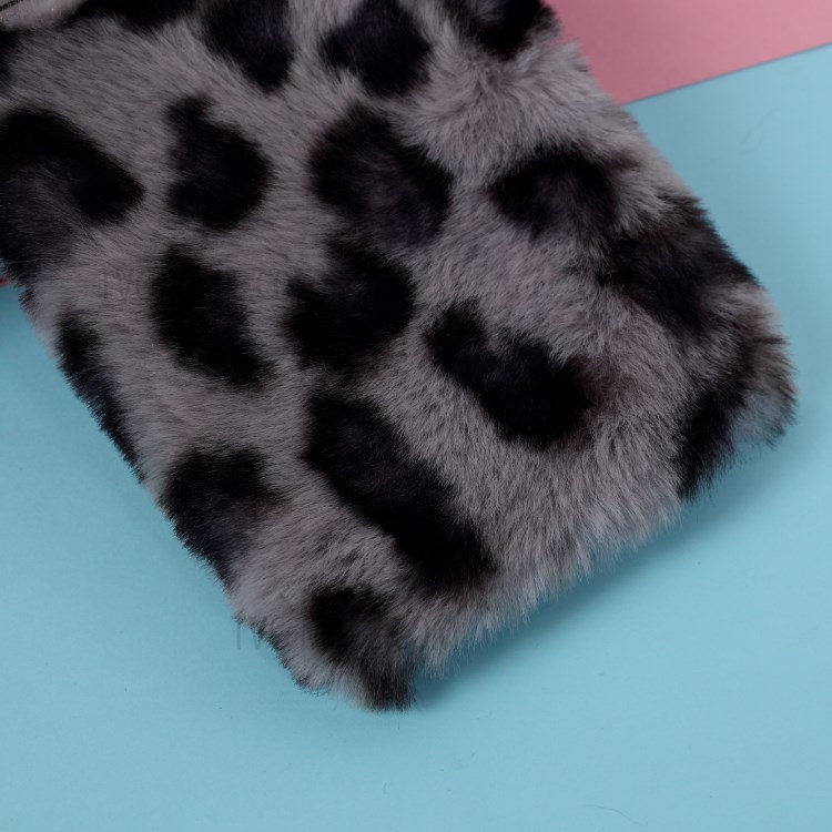 Leopard Style Soft Fur Coated TPU Case for iPhone 12 Pro Max 6.7 inch - Black-3