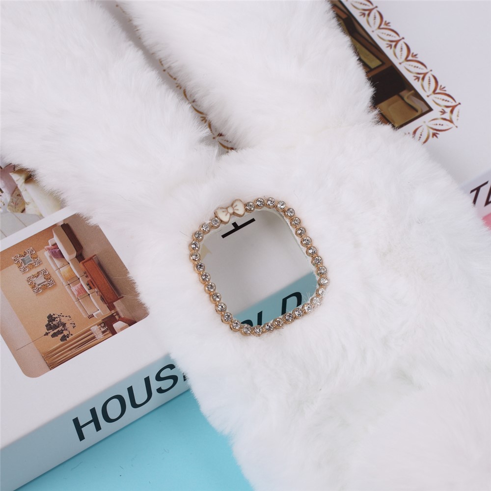 Rabbit Shape Fluffy Fur Coated TPU Cover Shell for iPhone 12 Pro 6.1 inch - White-2