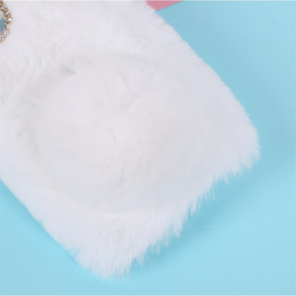 Rabbit Shape Fluffy Fur Coated TPU Cover Shell for iPhone 12 Pro 6.1 inch - White-3