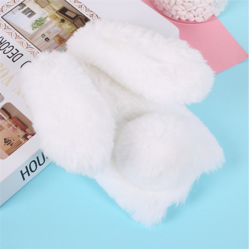 Rabbit Shape Fluffy Fur Coated TPU Cover Shell for iPhone 12 Pro 6.1 inch - White-4