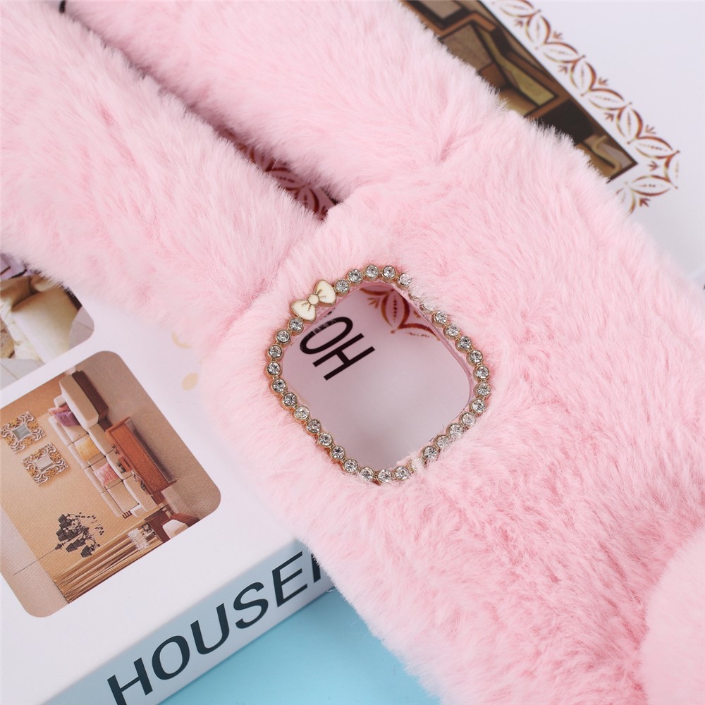 Rabbit Shape Fluffy Fur Coated TPU Cover Shell for iPhone 12 Pro 6.1 inch - Pink-2