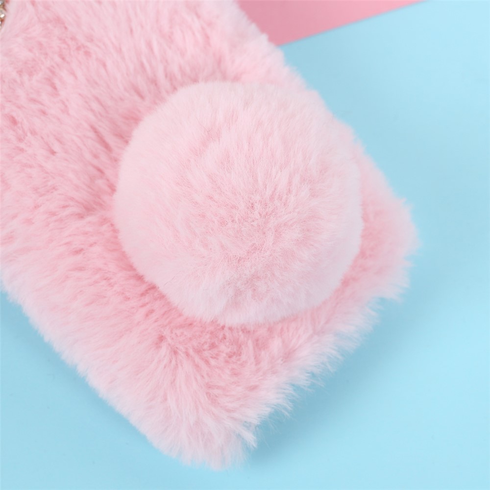 Rabbit Shape Fluffy Fur Coated TPU Cover Shell for iPhone 12 Pro 6.1 inch - Pink-3