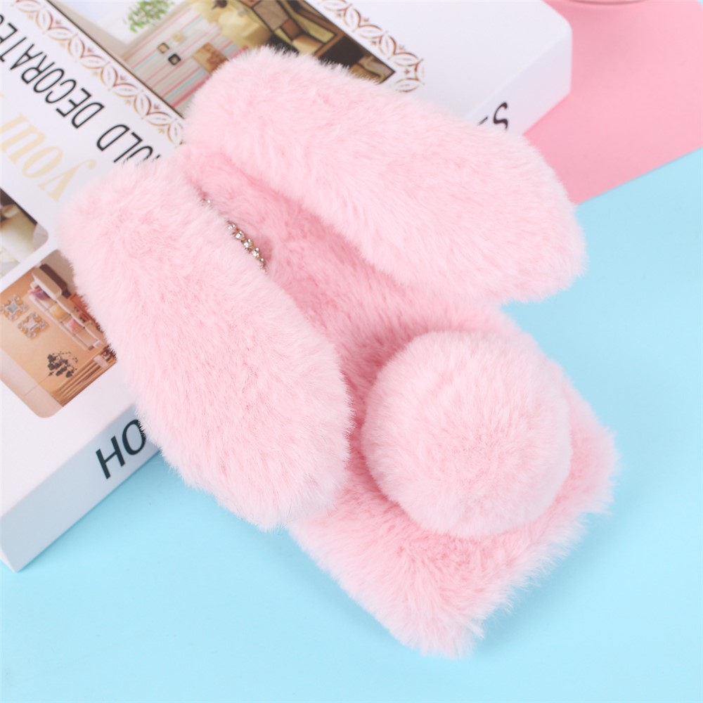 Rabbit Shape Fluffy Fur Coated TPU Cover Shell for iPhone 12 Pro 6.1 inch - Pink-4