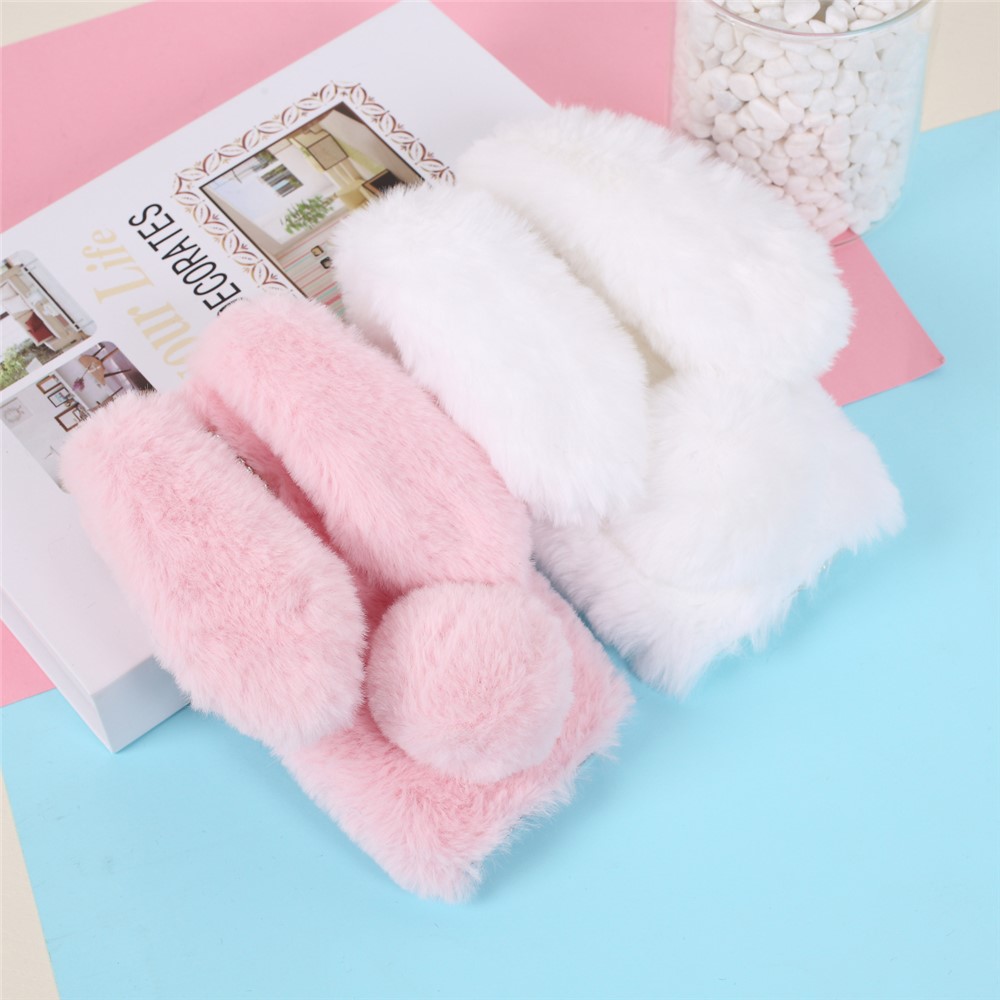 Rabbit Shape Fluffy Fur Coated TPU Cover Shell for iPhone 12 Pro 6.1 inch - Pink-5