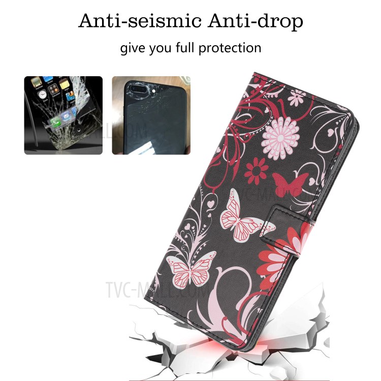 Pattern Printing PU Leather Wallet Stand Phone Shell for iPhone 12 Max 6.1 inch - Flowers and Butterflies-5