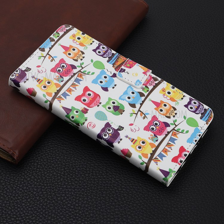 Pattern Printing PU Leather Wallet Stand Phone Shell for iPhone 12 Max 6.1 inch - Colorful Owls-6