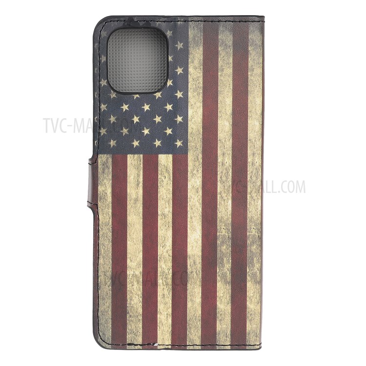 Pattern Printing PU Leather Wallet Stand Phone Cover for iPhone 12 Pro 6.1 inch - American Flag-3