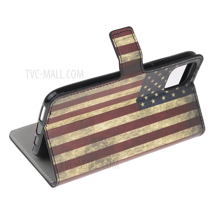 Pattern Printing PU Leather Wallet Stand Phone Cover for iPhone 12 Pro 6.1 inch - American Flag-4
