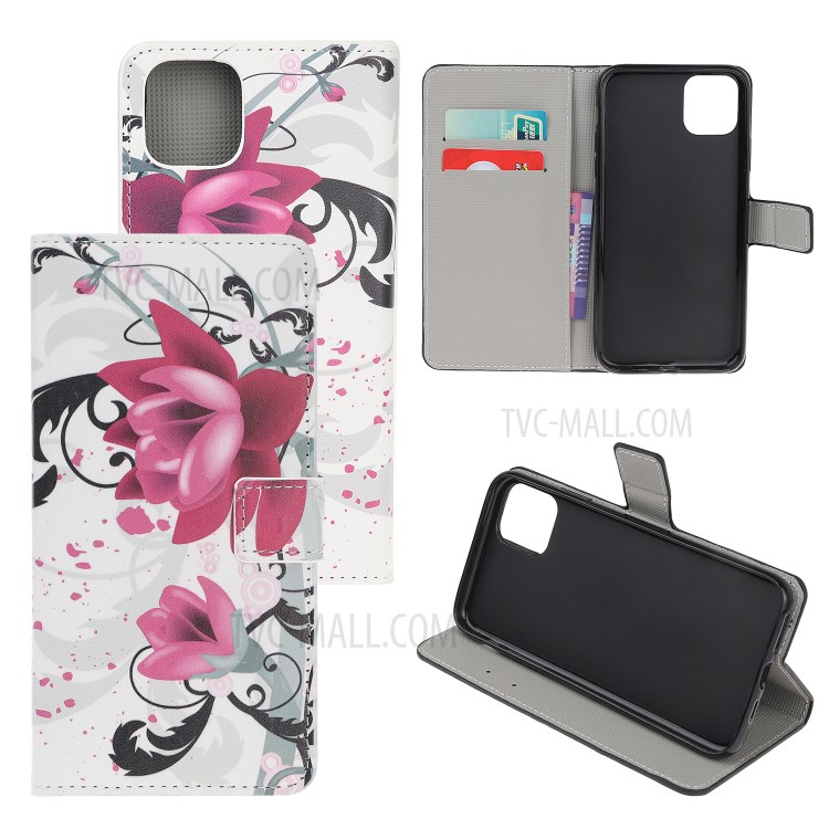 Pattern Printing PU Leather Wallet Stand Phone Cover for iPhone 12 Pro 6.1 inch - Kapok-1
