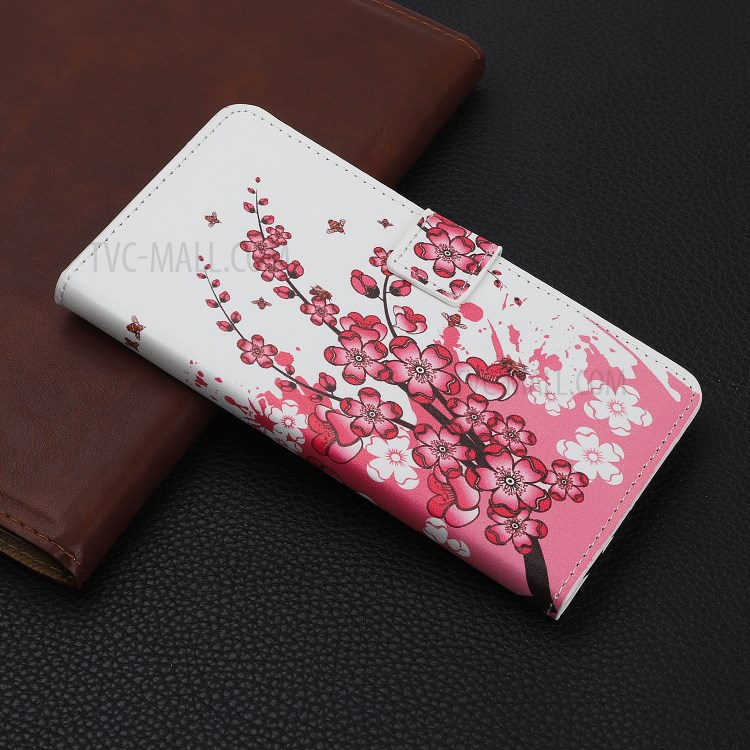 Pattern Printing PU Leather Wallet Stand Phone Cover for iPhone 12 Pro 6.1 inch - Plum Blossom-6