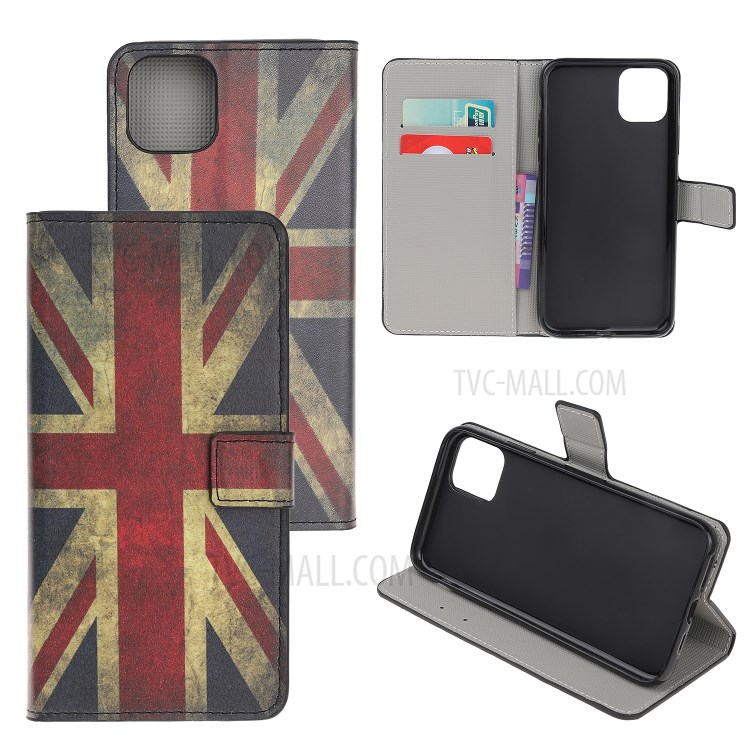 Pattern Printing Wallet Leather Phone Cover Case for iPhone 12 Pro Max 6.7-inch - UK Flag-1