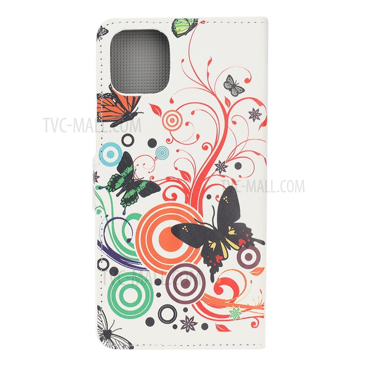 Pattern Printing Wallet Leather Phone Cover Case for iPhone 12 Pro Max 6.7-inch - Butterfly and Bubble-3