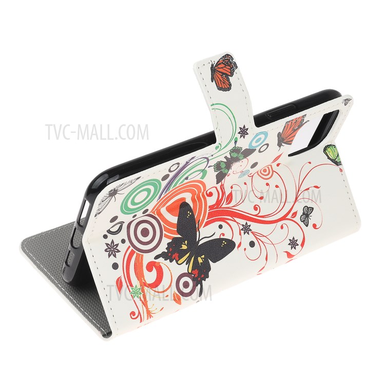 Pattern Printing Wallet Leather Phone Cover Case for iPhone 12 Pro Max 6.7-inch - Butterfly and Bubble-4