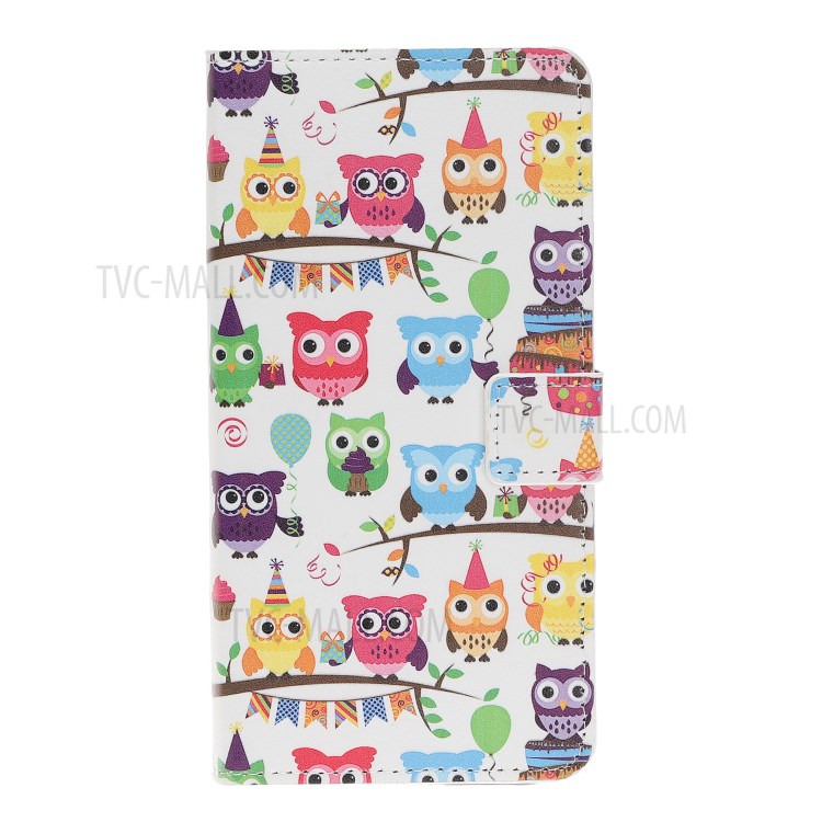 Pattern Printing Leather Wallet Case for iPhone 12 5.4 inch - Multiple Owls-2