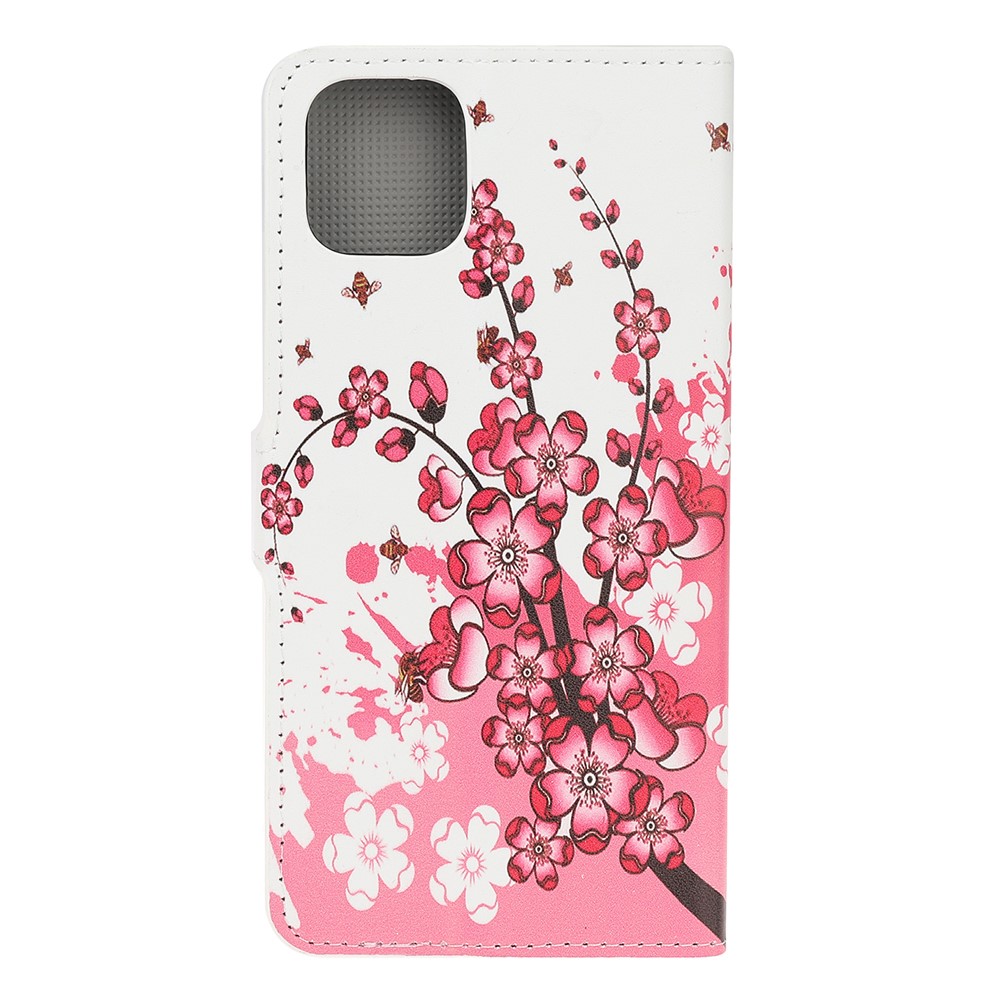 Pattern Printing Leather Wallet Case for iPhone 12 5.4 inch - Plum Blossom-3
