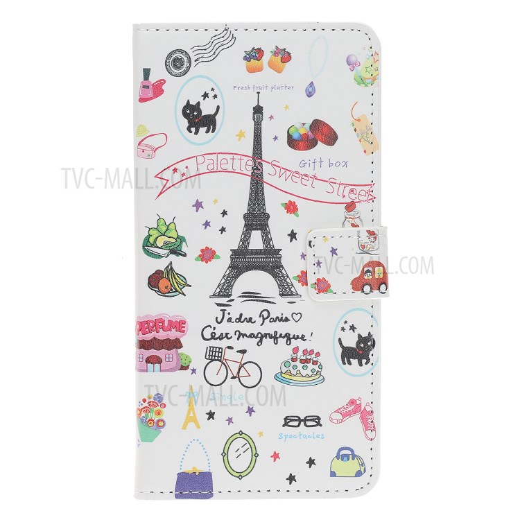 Pattern Printing Leather Wallet Case for iPhone 12 5.4 inch - Eiffel Tower-2