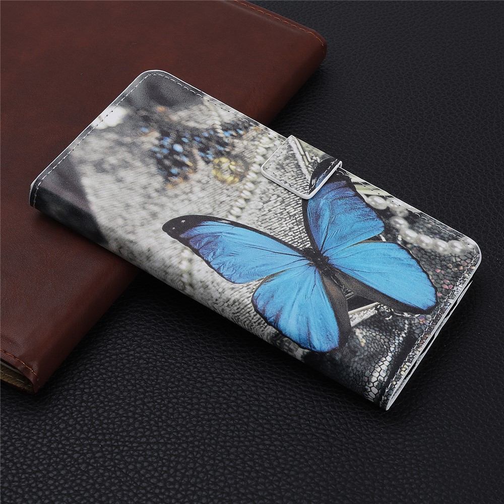 Pattern Printing Leather Wallet Case for iPhone 12 5.4 inch - Blue Butterfly-6