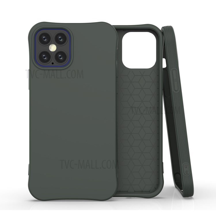 Solid Color Matte Soft TPU Shell Protective Case for iPhone 12 Pro 6.1 inch - Dark Green-1