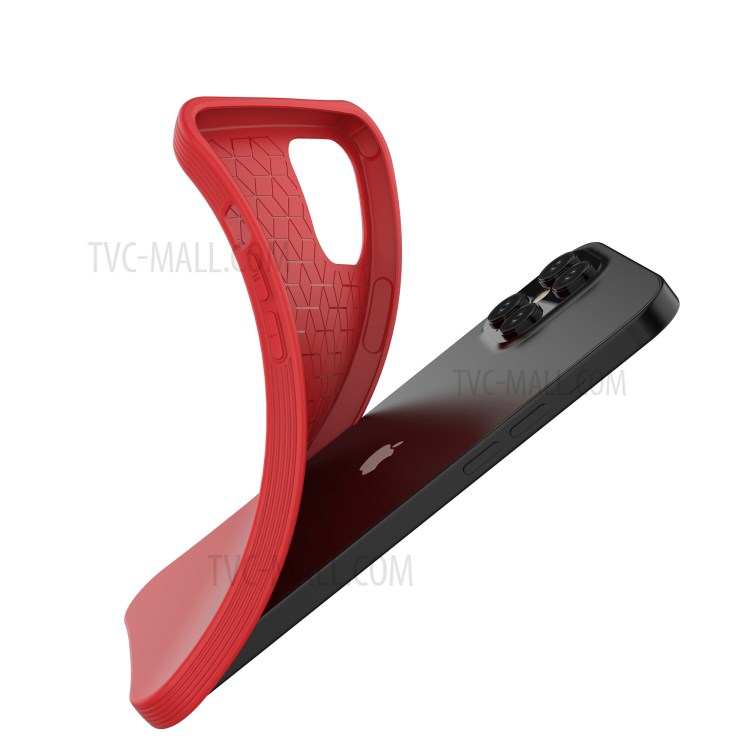 Phone Shell Solid Color Matte Soft TPU Protective Case for iPhone 12 Pro Max 6.7 inch - Red-2