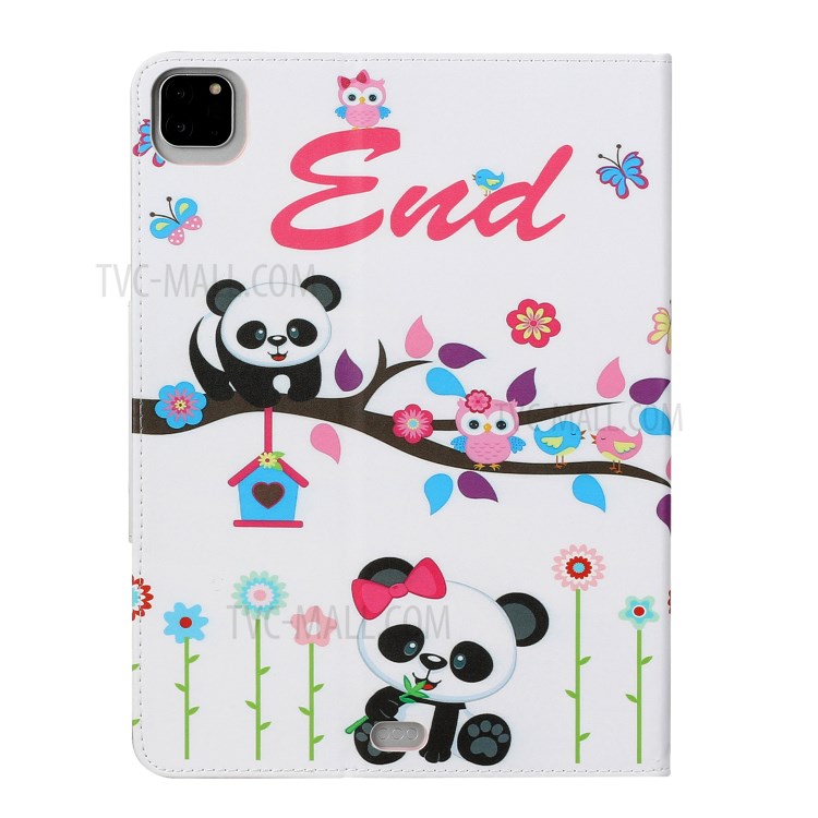 Pattern Printing Flip Cover Leather Stand Tablet Shell for iPad Pro 11-inch (2020)/(2018) - Panda and Owl-3