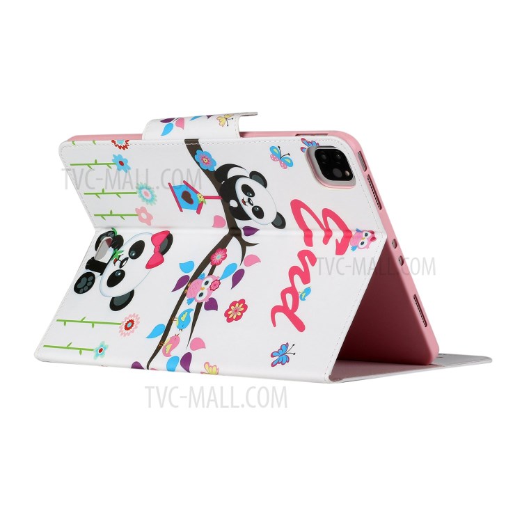 Pattern Printing Flip Cover Leather Stand Tablet Shell for iPad Pro 11-inch (2020)/(2018) - Panda and Owl-4