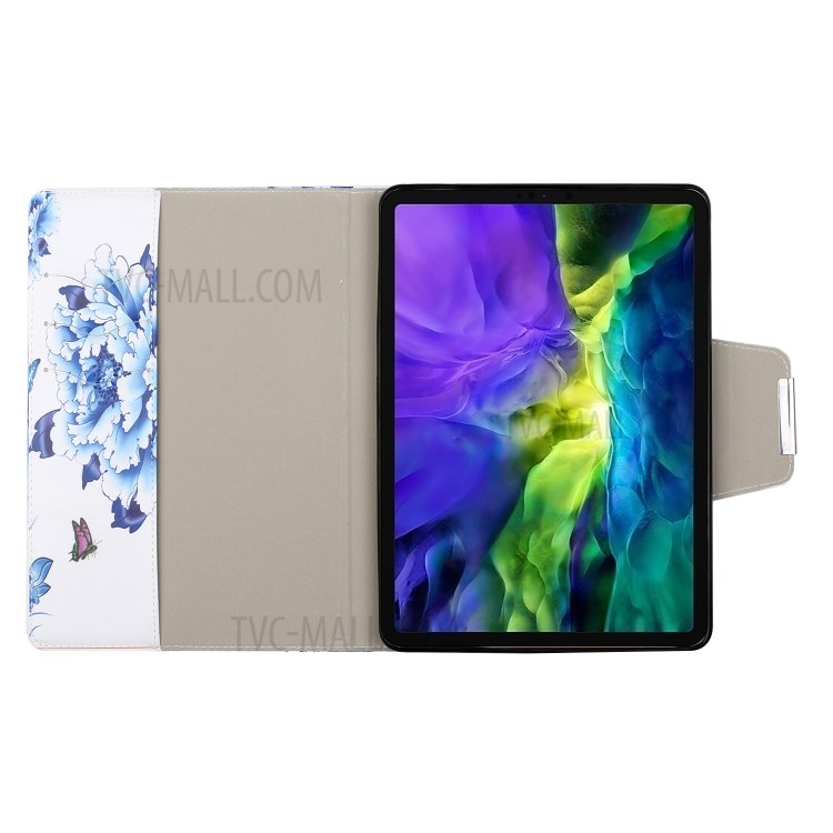 Pattern Printing Flip Cover Leather Stand Tablet Shell for iPad Pro 11-inch (2020)/(2018) - Blue Flowers-6