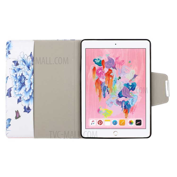 Pattern Printing Flip Leather Case Wallet Tablet Shell for iPad 10.2 (2020)(2019)/Air 10.5 inch (2019) - Blue Flowers-6