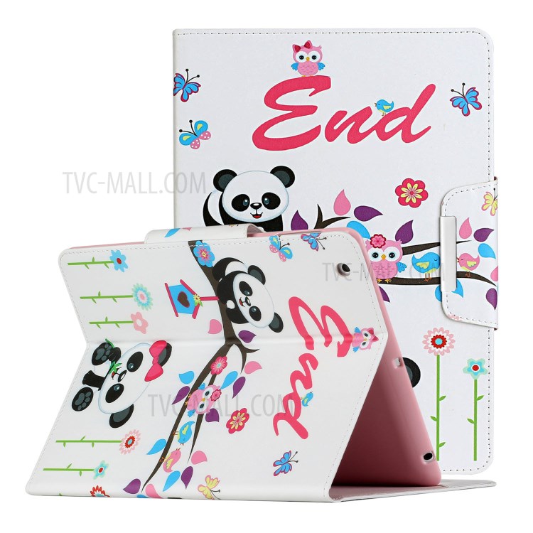 Pattern Printing Wallet Leather Stand Case for iPad 4/3/2 - Panda and Owl-1