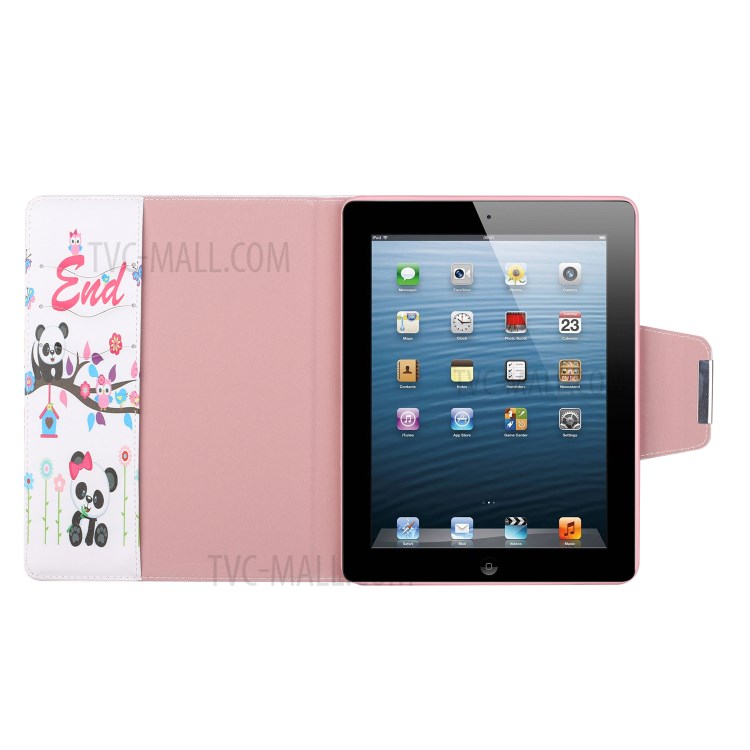 Pattern Printing Wallet Leather Stand Case for iPad 4/3/2 - Panda and Owl-6