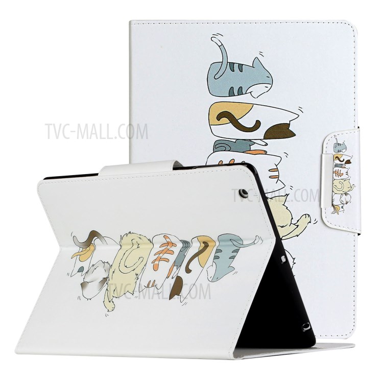 Pattern Printing Wallet Leather Stand Case for iPad 4/3/2 - Cats-1