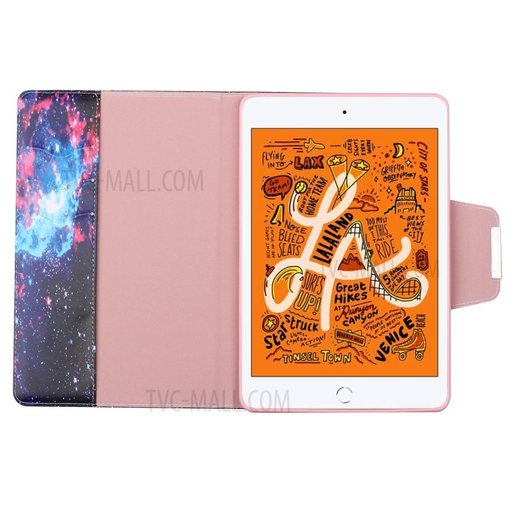 Pattern Printing Leather Wallet Stand Case for iPad mini (2019) 7.9 inch/4/3/2/1 - Cosmic Sky-6