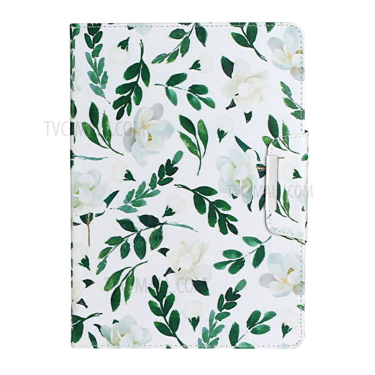 Pattern Printing Leather Wallet Stand Case for iPad mini (2019) 7.9 inch/4/3/2/1 - White Flowers-2