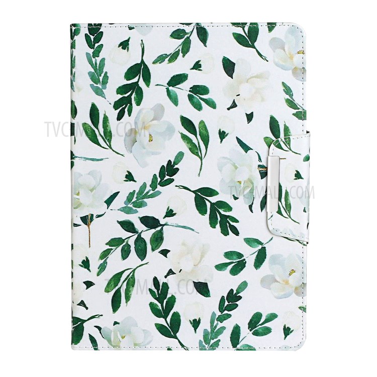 Padrão Printing Leather Wallet Stand Caso Para Ipad Mini (2019) 7,9 Polegadas/4/3/2/1 - Flores Brancas