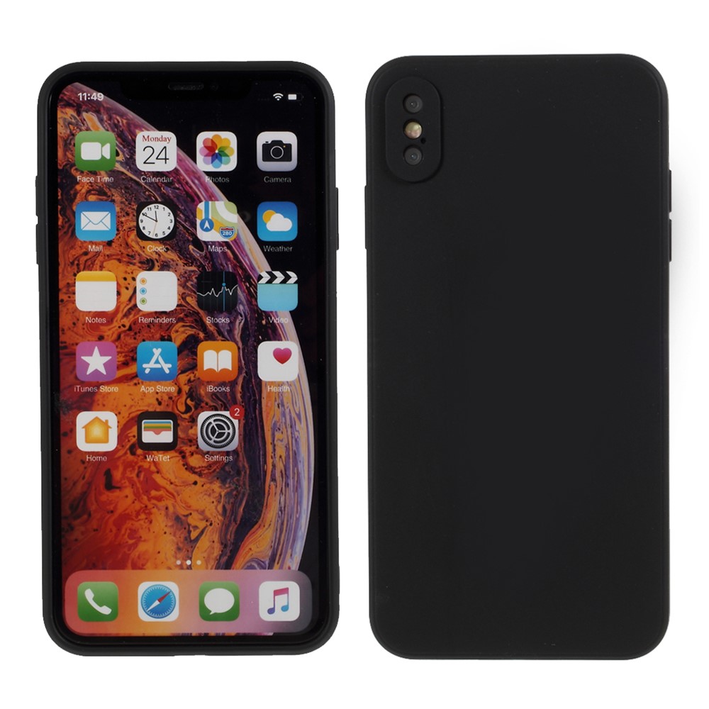 Matte Skin Soft Silicone Phone Case for iPhone XS/X 5.8-inch - Black-1