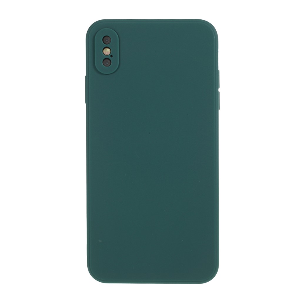 Matte Skin Soft Silicone Phone Case for iPhone XS / X 5.8-inch - Dark Green