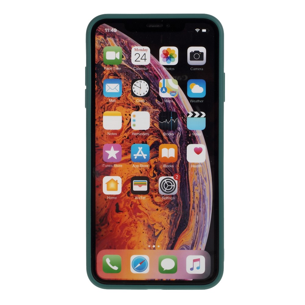 Capa de Telefone de Silicone Macia de Pele Fosca Para Iphone XS Máx. 6,5 Polegadas - Verde Escuro